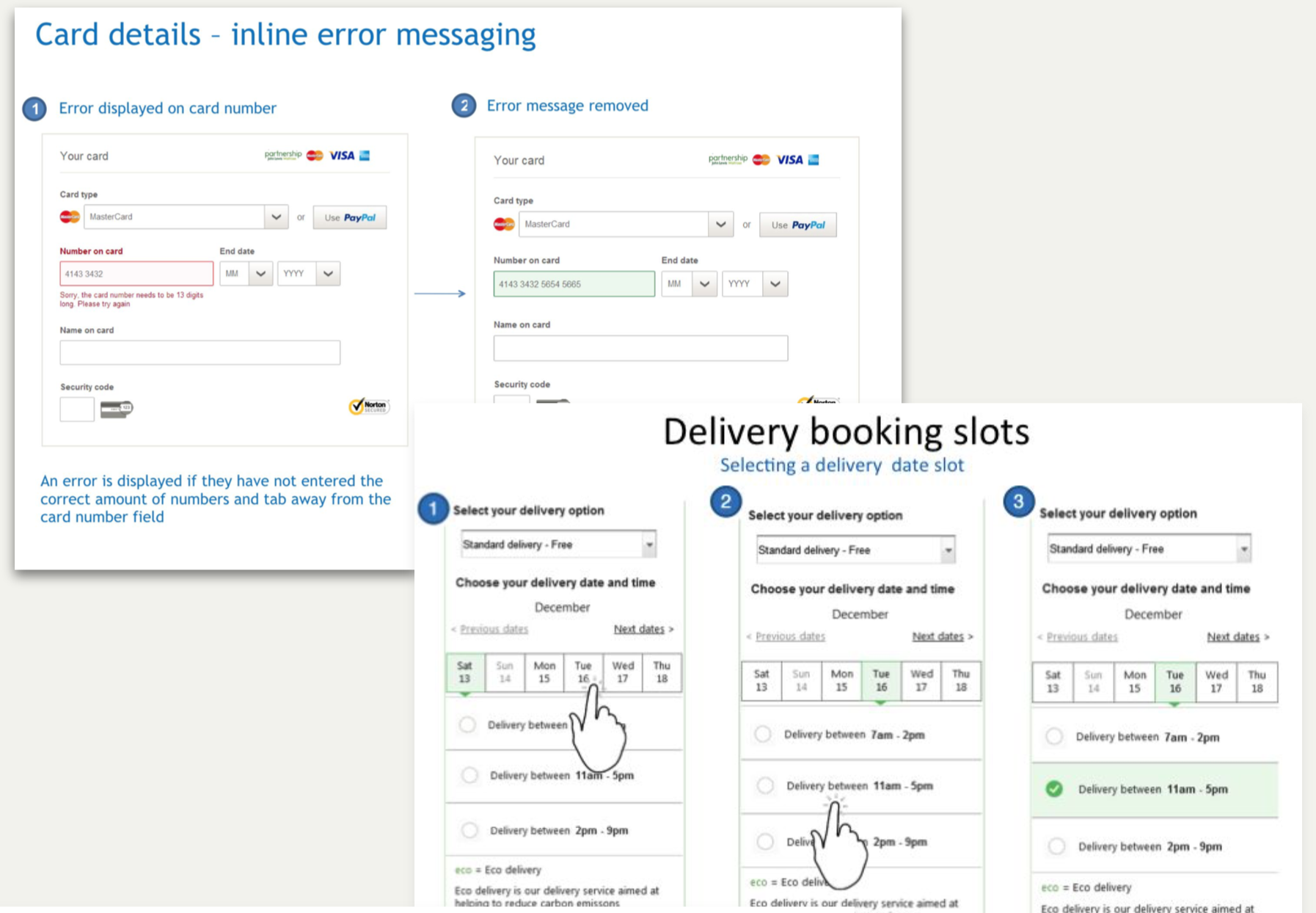 Screenshots of documented designs provided to developers